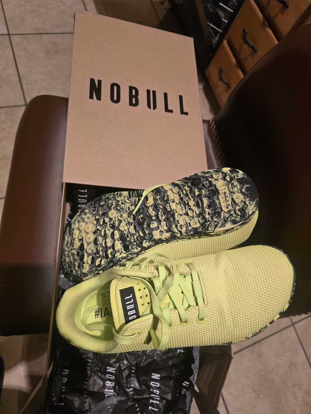 NOBULL Neon Lime Knit Training Sneakers Women Sz 9.5